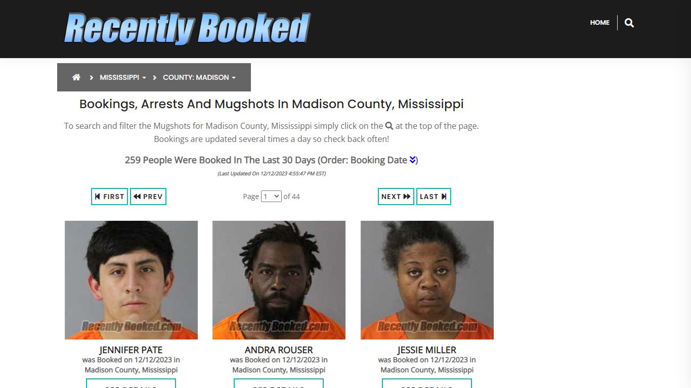 Bookings, Arrests and Mugshots in Madison County, Mississippi